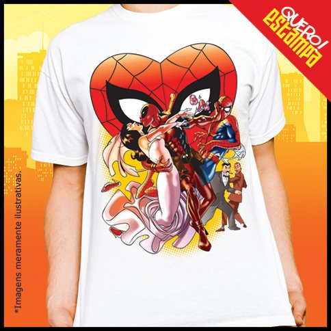 quero estampa camiseta spiderman deadpool