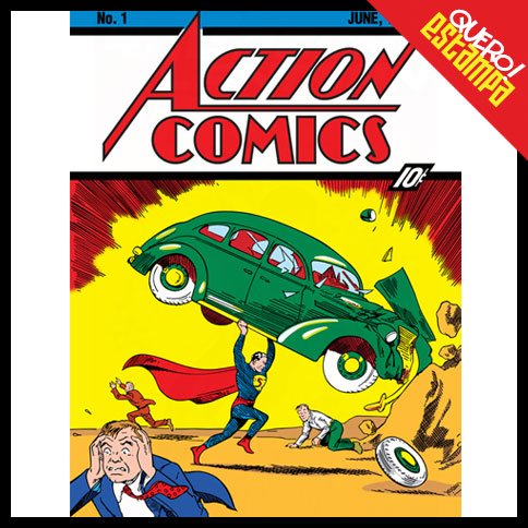quero estampa camiseta action comics