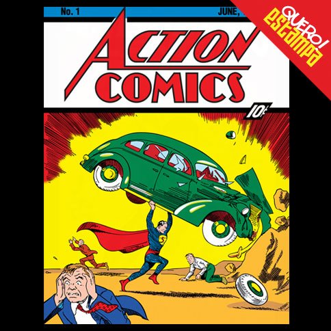 quero estampa camiseta action comics