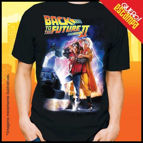 quero estampa camiseta de volta para o futuro 2 marty mcfly doc brown