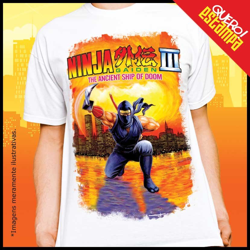 quero estampa camiseta ninja gaiden 3 nes