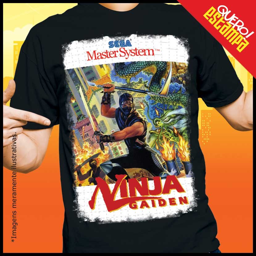 quero estampa camiseta ninja gaiden master system sega