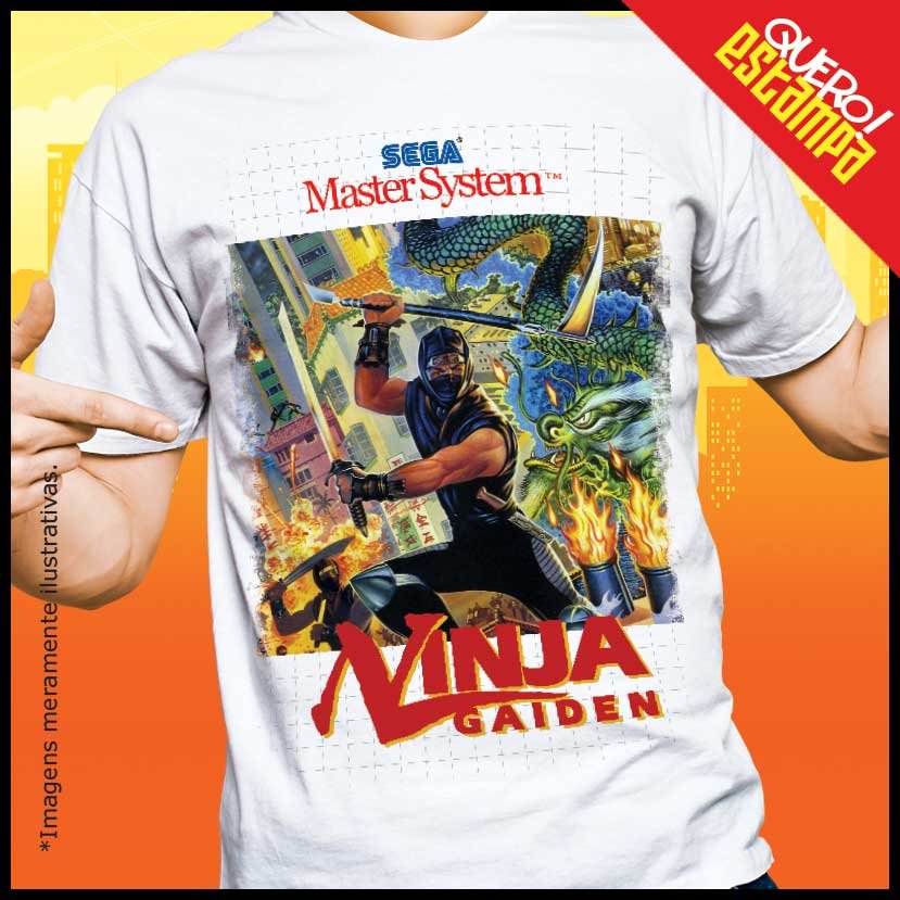 quero estampa camiseta ninja gaiden master system sega