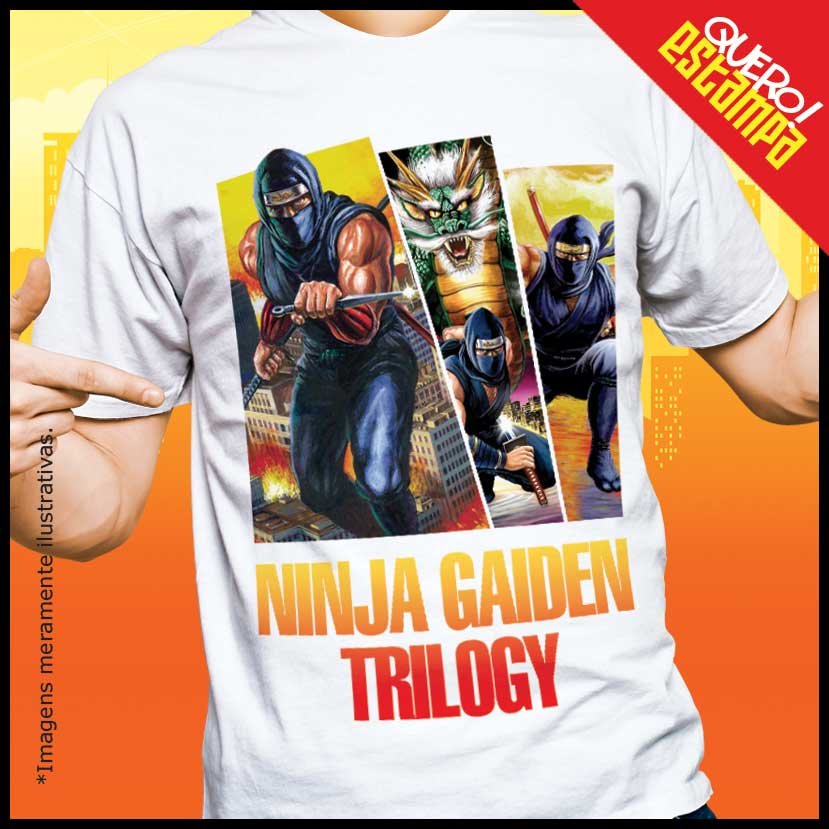 quero estampa camiseta ninja gaiden trilogy snes