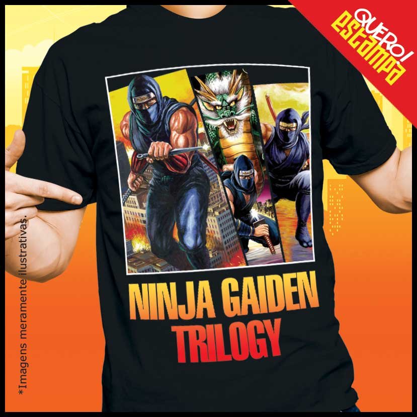 quero estampa camiseta ninja gaiden trilogy snes